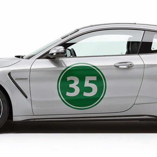 Startnummer Design C Folienschnitt Fahrzeugaufkleber mit Farbauswahl und in Wunschgröße von STICKYHUGO