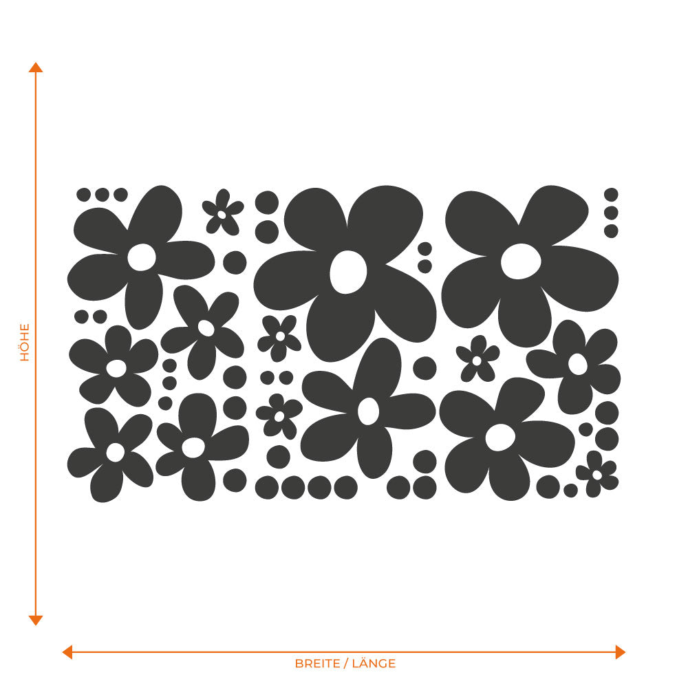Retro Blumen Folienschnitt Fahrzeugaufkleber mit Farbauswahl und in Wunschgröße von STICKYHUGO