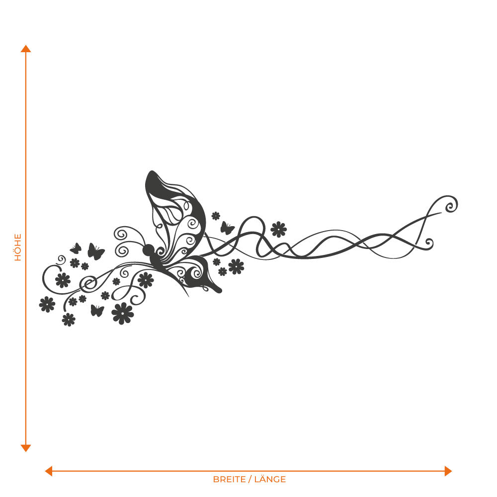 Schmetterling Ornament Folienschnitt Fahrzeugaufkleber mit Farbauswahl und in Wunschgröße von STICKYHUGO