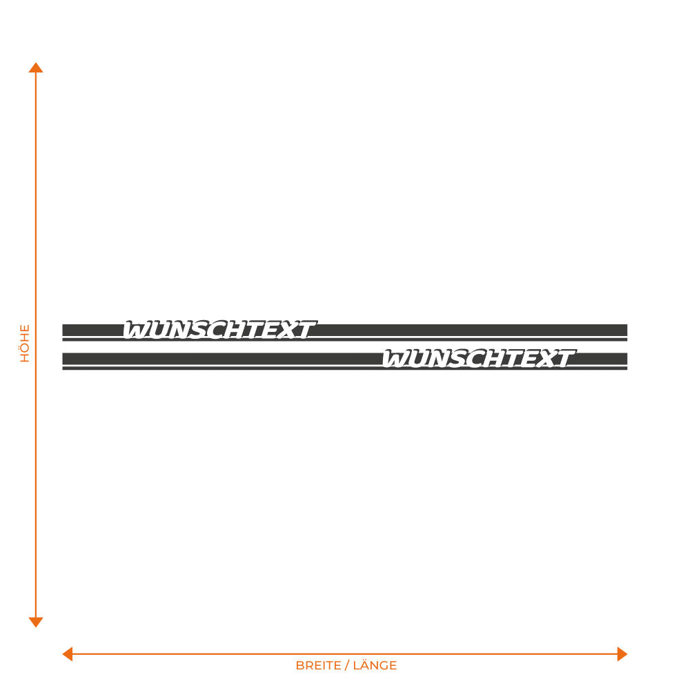 Ausgestanzter Text Seitenstreifen