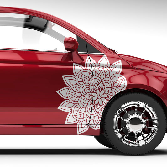 Blumen Mandala Folienschnitt Fahrzeugaufkleber mit Farbauswahl und in Wunschgröße von STICKYHUGO
