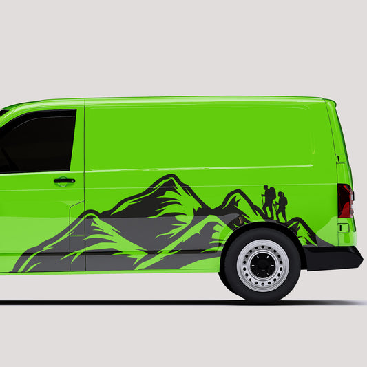 Wanderer Bergsilhouette Folienschnitt Fahrzeugaufkleber mit Farbauswahl und in Wunschgröße von STICKYHUGO