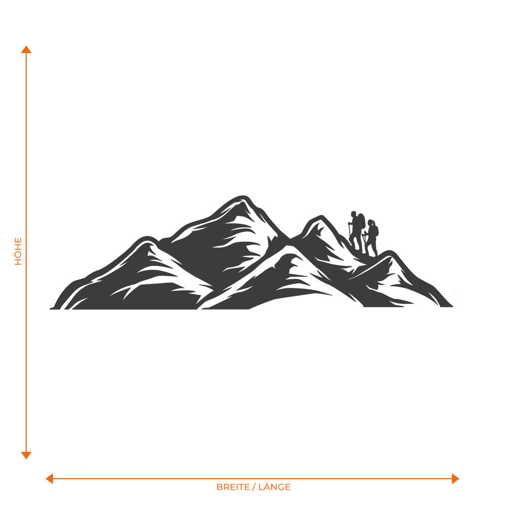Wanderer Bergsilhouette Folienschnitt Fahrzeugaufkleber mit Farbauswahl und in Wunschgröße von STICKYHUGO