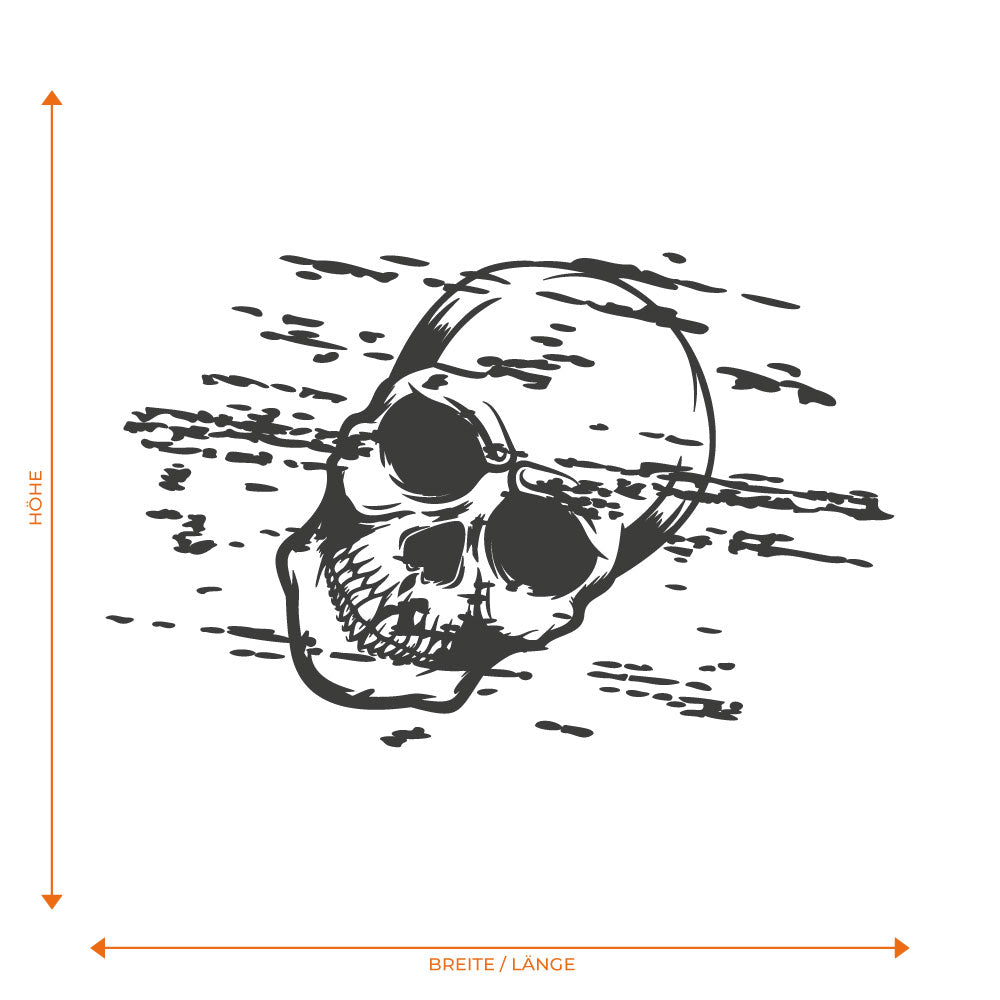 Grunge Spritzer Totenkopf Folienschnitt Fahrzeugaufkleber mit Farbauswahl und in Wunschgröße von STICKYHUGO