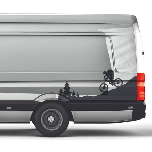Downhill Mountainbiker Folienschnitt Fahrzeugaufkleber mit Farbauswahl und in Wunschgröße von STICKYHUGO