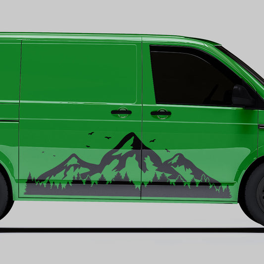 Massive Berge mit Wald Folienschnitt Fahrzeugaufkleber mit Farbauswahl und in Wunschgröße von STICKYHUGO