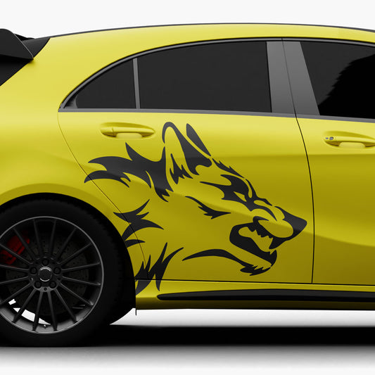 Grimmiger Wolf Folienschnitt Fahrzeugaufkleber mit Farbauswahl und in Wunschgröße von STICKYHUGO