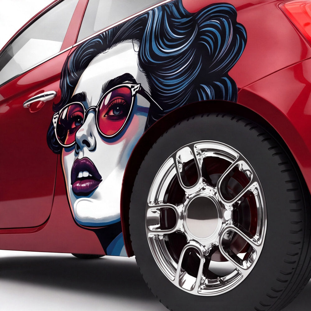 Pop Art Frau Digitaldruck Fahrzeugaufkleber in Wunschgröße von STICKYHUGO