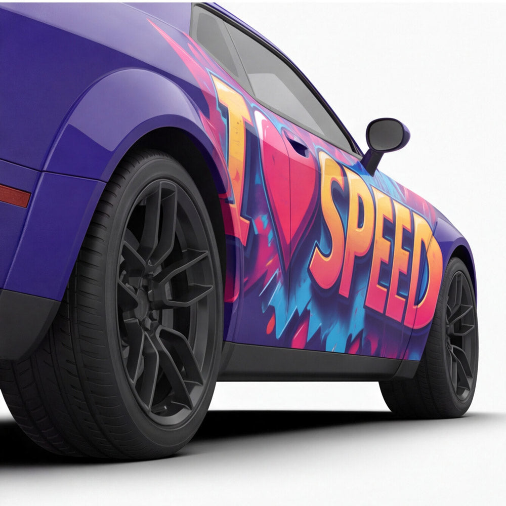 I Love Speed Digitaldruck Fahrzeugaufkleber in Wunschgröße von STICKYHUGO